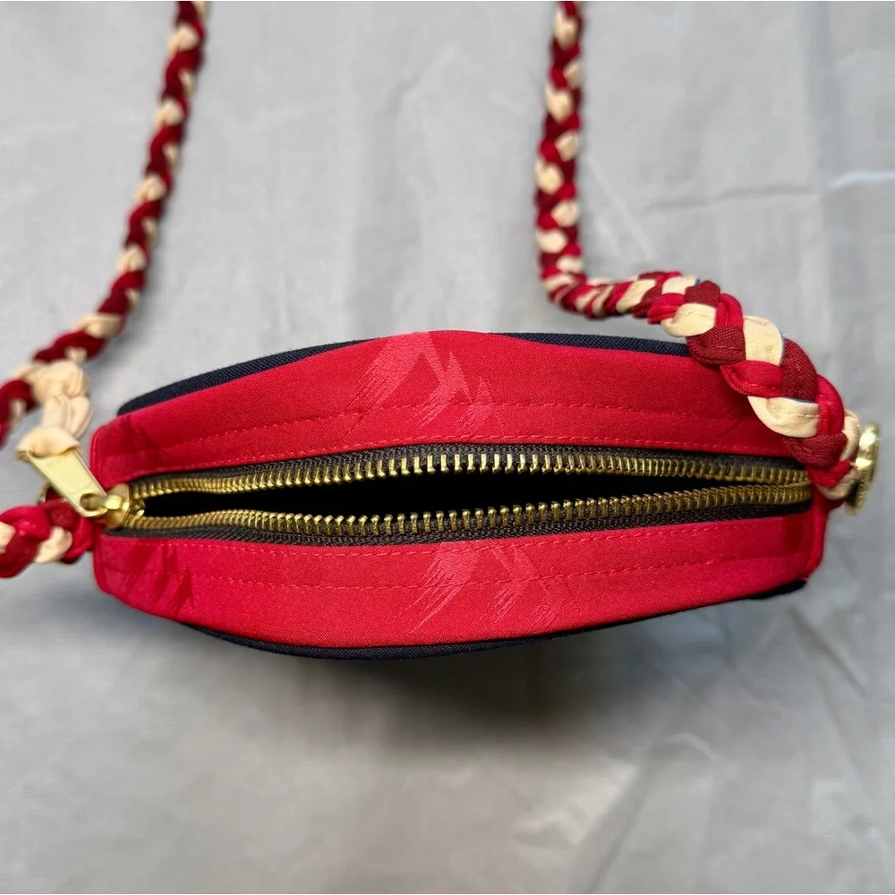 HP ❤️ Round Crossbody Bag made with Upcycyled Cathay Pacific Uniform - Picture 7 of 10